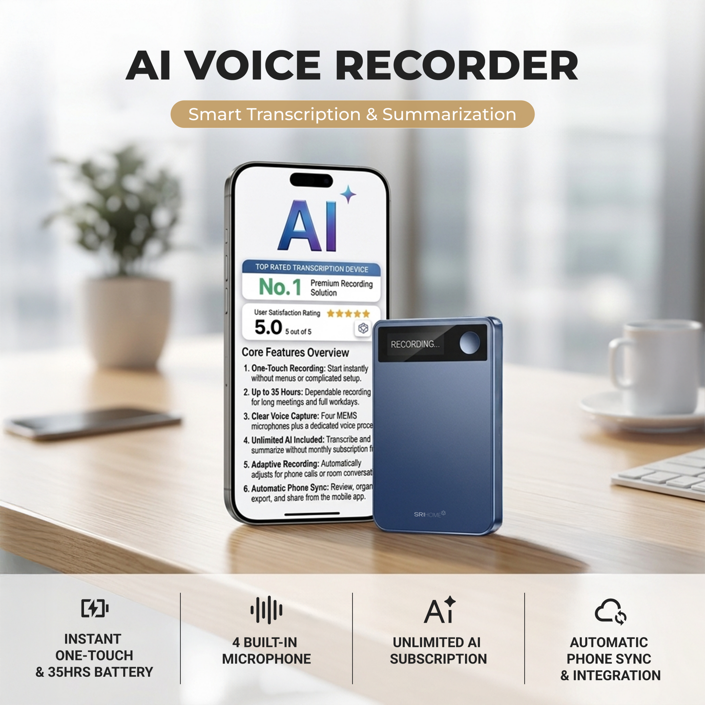 SRI HOMES AI Voice Recorder