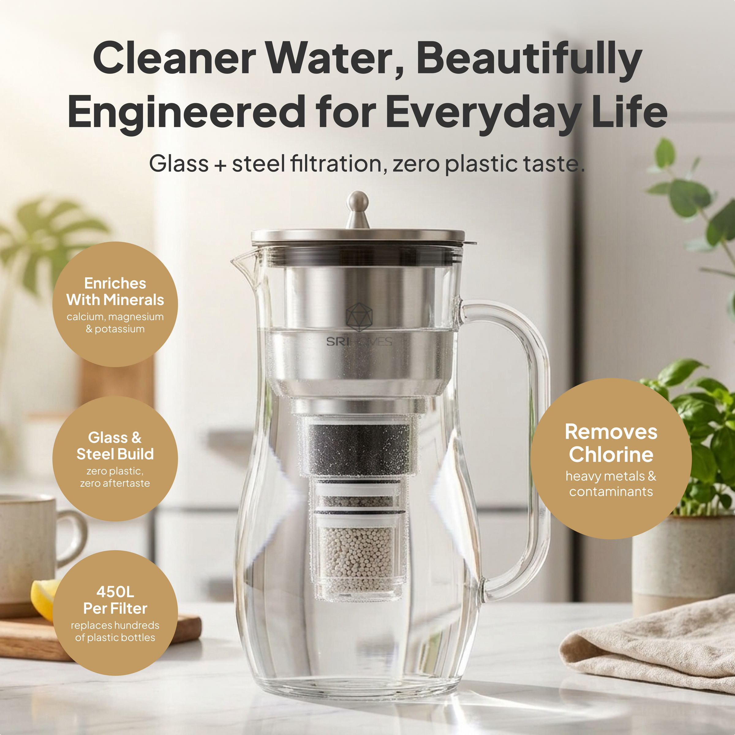 SRI Homes Premium Filtered Water Pitcher